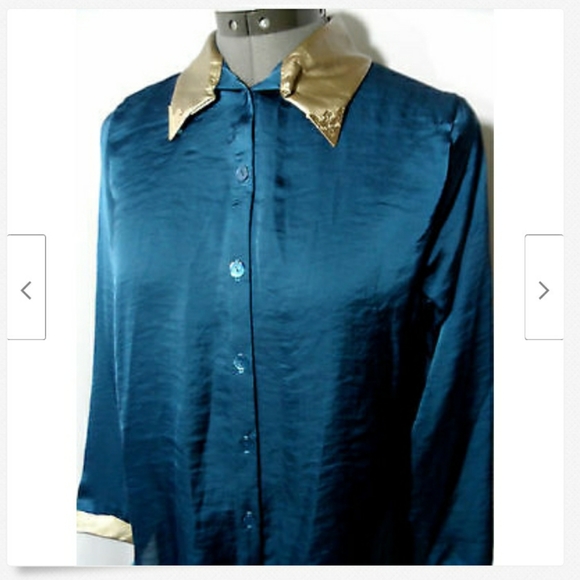 Nwt TEA N ROSE Satin Western Shirts button up top - Picture 2 of 8
